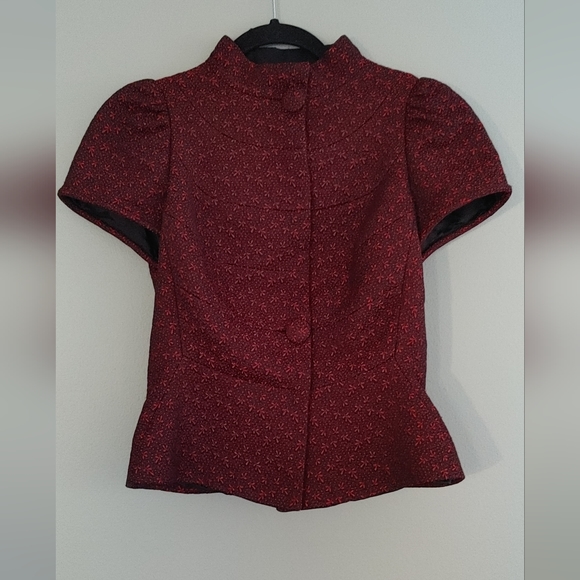 Moschino mock neck red brocade button top Aeffe Spa - Picture 3 of 16